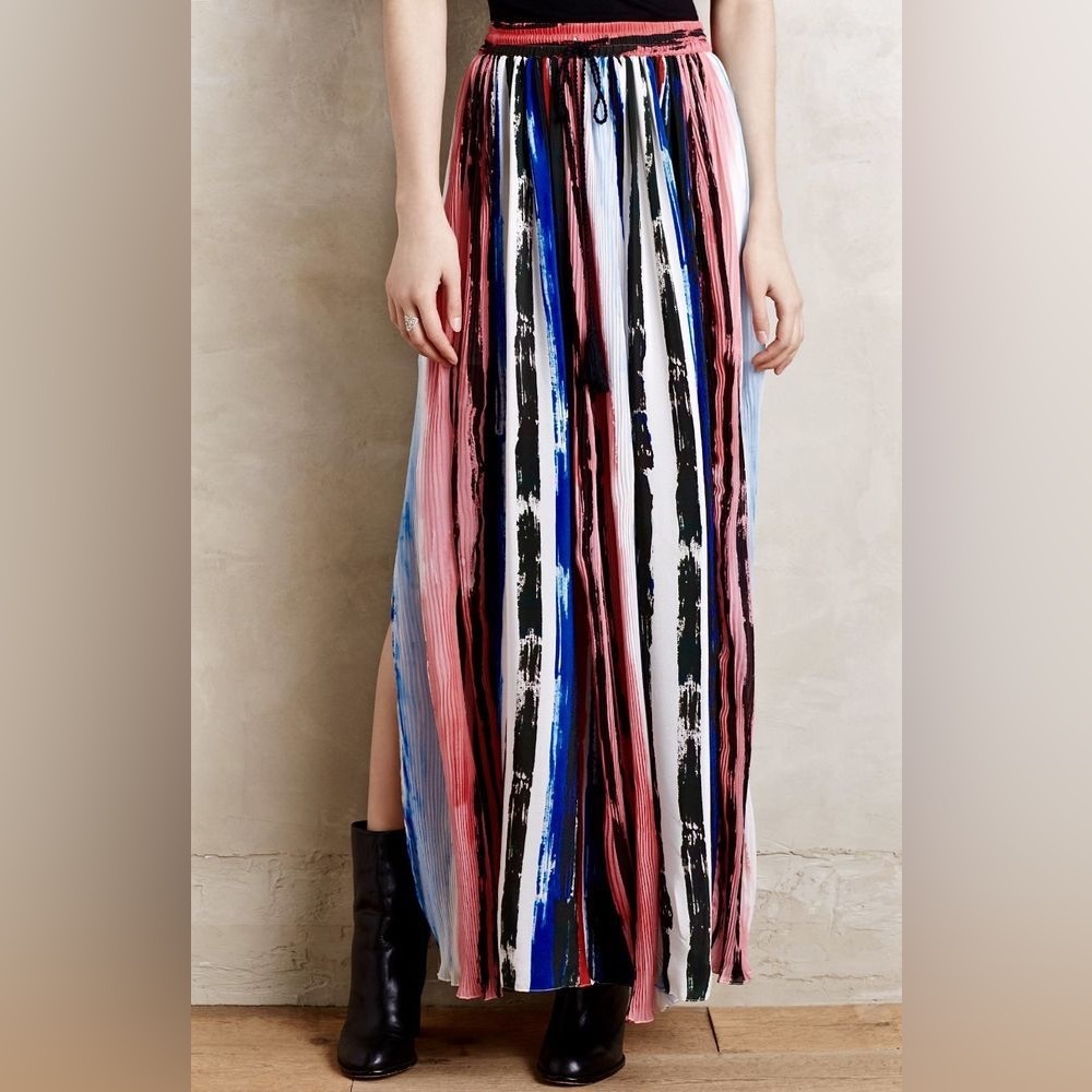 Silk Micro Pleat Maxi Skirt